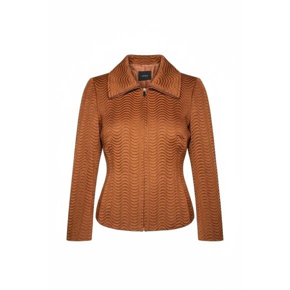 Akris Rust Textured Wool Blend Jacket Size 14 US - Picture 2 of 14